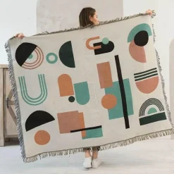 The Blanket Nook Bettzeug-Nordische Strickdecke für draußen – gemütliche Camping-Picknickmatte