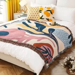 The Blanket Nook Bettzeug-Nordische Strickdecke für draußen – gemütliche Camping-Picknickmatte