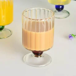 Plates u0026 More Küche & Esszimmer-Nordische Weingläser mit geriffelten Perlen – Elegante Vintage-Trinkbecher