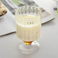 Plates u0026 More Küche & Esszimmer-Nordische Weingläser mit geriffelten Perlen – Elegante Vintage-Trinkbecher