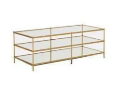 Cozy Living Möbel-Nordischer Couchtisch aus Glas – Modernes Gold-Silber-Design