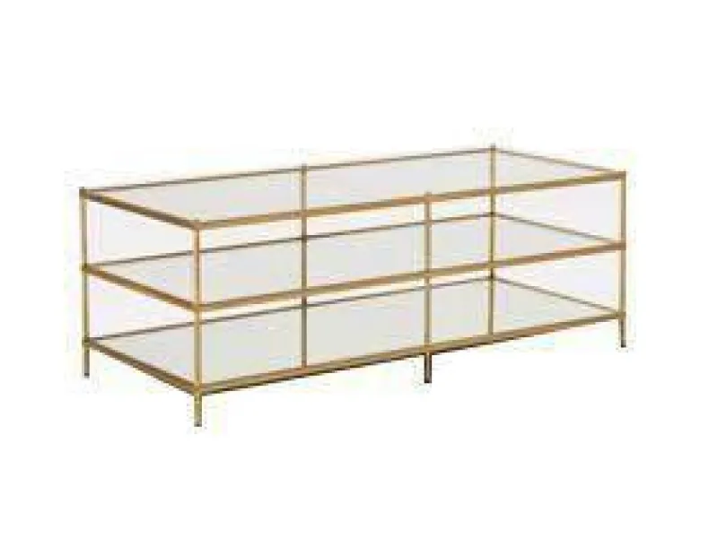 Cozy Living Möbel-Nordischer Couchtisch aus Glas – Modernes Gold-Silber-Design