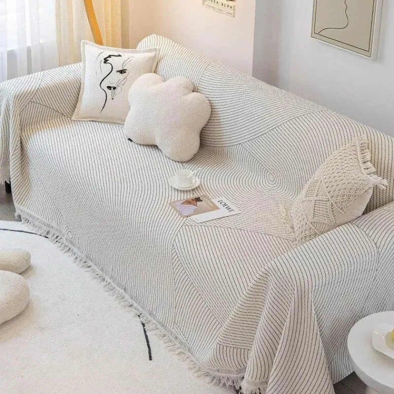 Comfort u0026 Style Gadgets Für Zuhause-Nordischer gestrickter Sofabezug – weiche, bequeme Überwurfdecke