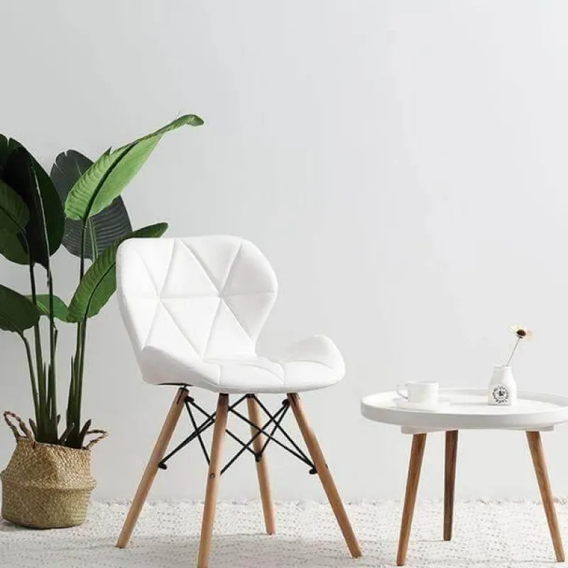 Cozy Living Möbel-Nordischer Leder-Holzstuhl – Akzentmöbel im modernen Design