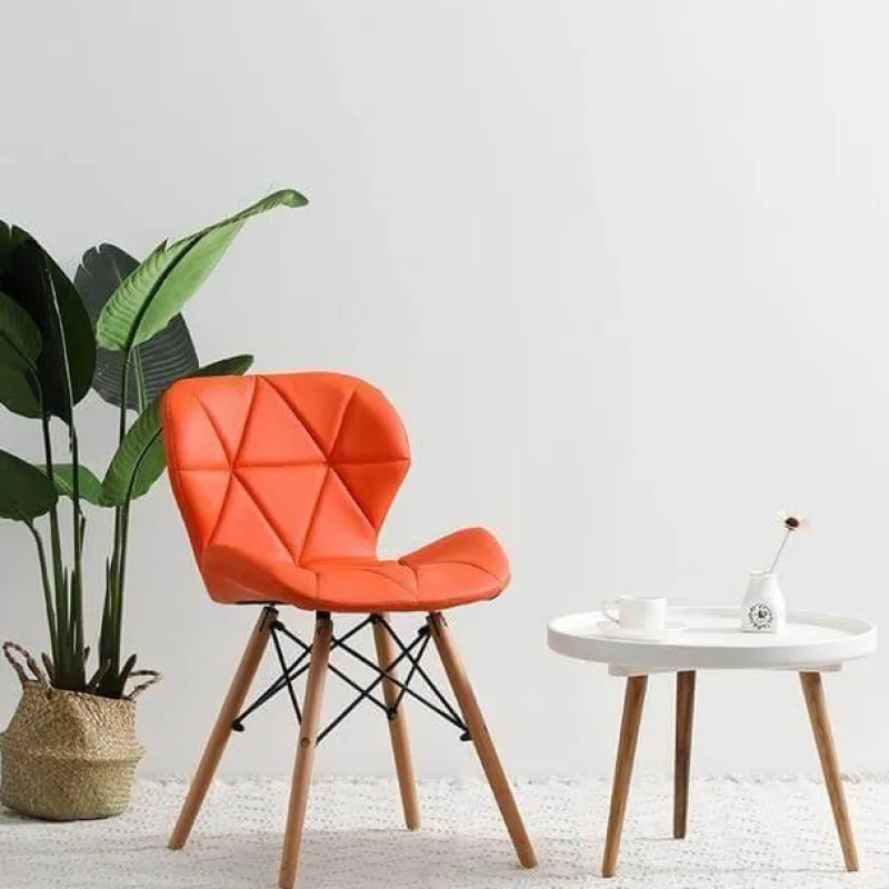 Cozy Living Möbel-Nordischer Leder-Holzstuhl – Akzentmöbel im modernen Design