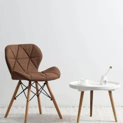 Cozy Living Möbel-Nordischer Leder-Holzstuhl – Akzentmöbel im modernen Design