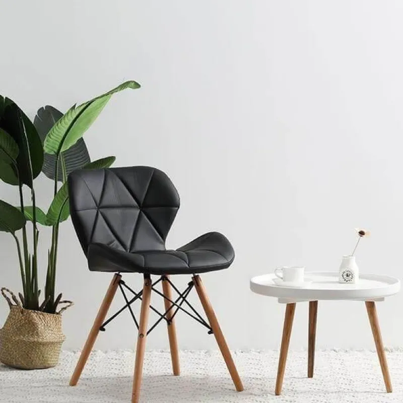 Cozy Living Möbel-Nordischer Leder-Holzstuhl – Akzentmöbel im modernen Design