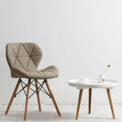 Cozy Living Möbel-Nordischer Leder-Holzstuhl – Akzentmöbel im modernen Design