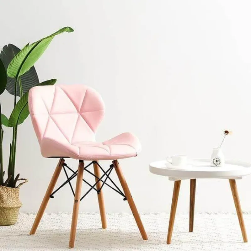 Cozy Living Möbel-Nordischer Leder-Holzstuhl – Akzentmöbel im modernen Design