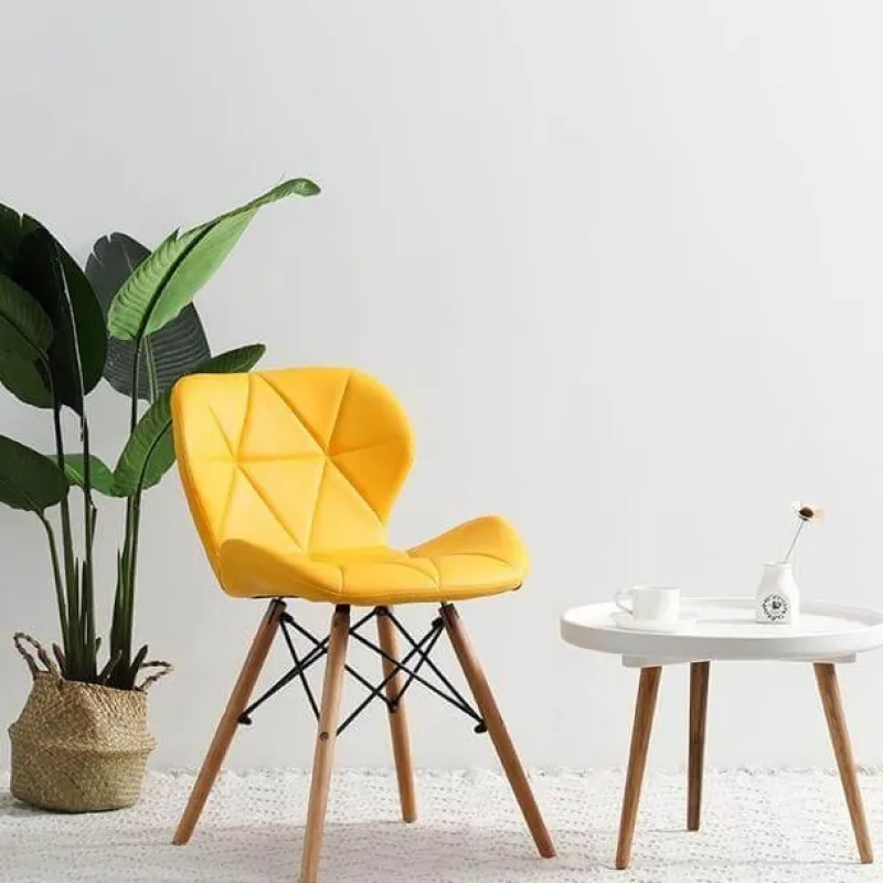 Cozy Living Möbel-Nordischer Leder-Holzstuhl – Akzentmöbel im modernen Design