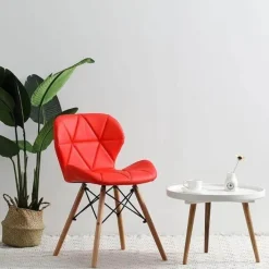 Cozy Living Möbel-Nordischer Leder-Holzstuhl – Akzentmöbel im modernen Design