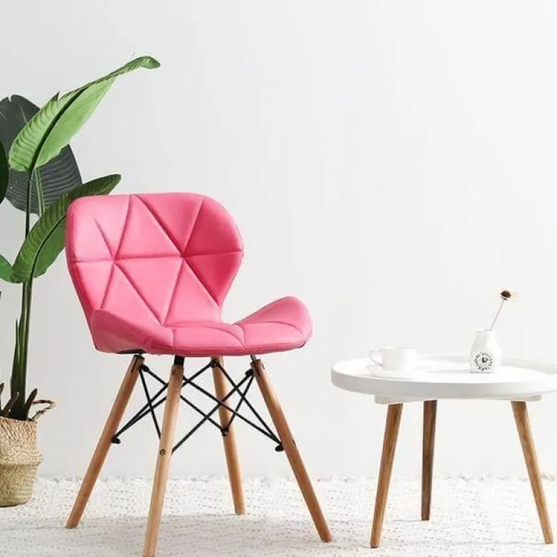 Cozy Living Möbel-Nordischer Leder-Holzstuhl – Akzentmöbel im modernen Design