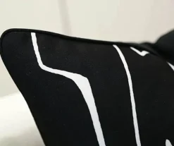 Pillow Haven Bettzeug-Nordischer Luxus-Kissenbezug – Schwarz-weißer Liniendruck, 50 x 50 cm