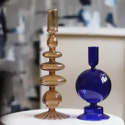 The Gilded Nest Wohndeko-Nordischer stilvoller Kerzenhalter aus Blasenglas