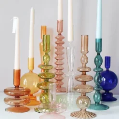 The Gilded Nest Wohndeko-Nordischer stilvoller Kerzenhalter aus Blasenglas