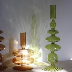 The Gilded Nest Wohndeko-Nordischer stilvoller Kerzenhalter aus Blasenglas