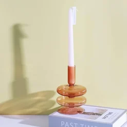 The Gilded Nest Wohndeko-Nordischer stilvoller Kerzenhalter aus Blasenglas