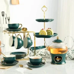 Feast u0026 Flair Küche & Esszimmer-Nordisches Blumentee-Set – Porzellan-Teekanne mit Sieb