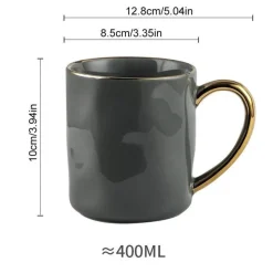 Tom Küche & Esszimmer-Nordisches Tassenset mit Goldrand – Elegante Kaffeetassen aus Keramik mit Henkeln