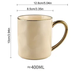 Tom Küche & Esszimmer-Nordisches Tassenset mit Goldrand – Elegante Kaffeetassen aus Keramik mit Henkeln