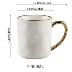 Tom Küche & Esszimmer-Nordisches Tassenset mit Goldrand – Elegante Kaffeetassen aus Keramik mit Henkeln