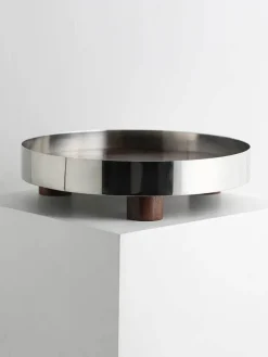 Feast u0026 Flair Küche & Esszimmer-Nordisches Teetablett aus Edelstahl und Walnussholz – moderner Servierteller