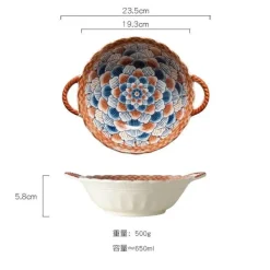 Plates u0026 More Küche & Esszimmer-Nudelschüssel aus Keramik mit Griff – mikrowellengeeignet, 700 ml, Küchengeschirr