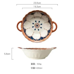 Plates u0026 More Küche & Esszimmer-Nudelschüssel aus Keramik mit Griff – mikrowellengeeignet, 700 ml, Küchengeschirr