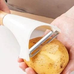 Tom Küche & Esszimmer-Obst- und Gemüseschäler aus Holz – Klingen aus rostfreiem Stahl