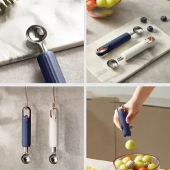 Tom Küche & Esszimmer-Obstausstecher und Eisportionierer aus Edelstahl – Werkzeug mit doppeltem Verwendungszweck