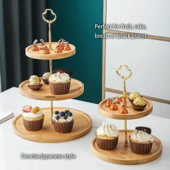 Feast u0026 Flair Küche & Esszimmer-Obstkuchenständer-Set aus Bambus – Eleganter Dessertteller aus Holz für Snacks und Leckereien