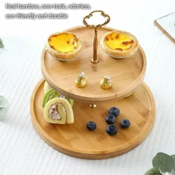 Feast u0026 Flair Küche & Esszimmer-Obstkuchenständer-Set aus Bambus – Eleganter Dessertteller aus Holz für Snacks und Leckereien