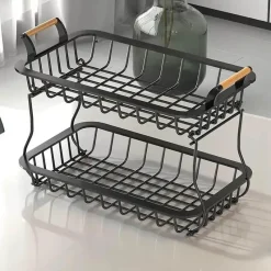 Space Savvy Küche & Esszimmer-Obstlagerregal - 2-stufiger vertikaler Organizer für frische Produkte