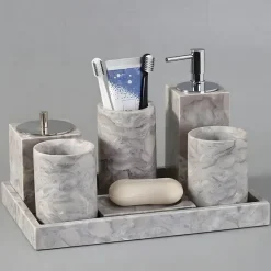 Serene Splash Badezimmer-Odette Bathroom Accessory Set - Stylish Home Décor Essentials