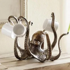 The Cozy Mug Küche & Esszimmer-Oktopus-Becherhalter – Wohndekor-Akzent aus Kunstharz