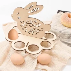 Space Savvy Küche & Esszimmer-Ostereierständer aus Holz mit Hasenmotiv – Kreative Feiertagsdekoration