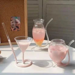 Plates u0026 More Küche & Esszimmer-Paar Glasbecher-Set – Herz, Liebesvogel, Cocktail-Tee-Kaffeetassen