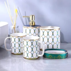 The Bath Nook Badezimmer-Palazzo Collection Elegant Shower Curtain Set with Coordinating Bathroom Accessories