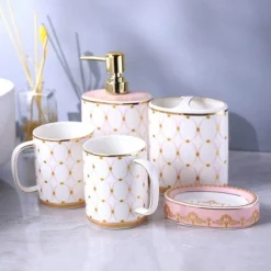 The Bath Nook Badezimmer-Palazzo Collection Elegant Shower Curtain Set with Coordinating Bathroom Accessories