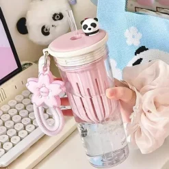 The Decor Haven Outdoor-Artikel|Outdoor-Gadgets-Panda-Wasserflasche – entzückender wiederverwendbarer Getränkebehälter für Kinder und Erwachsene