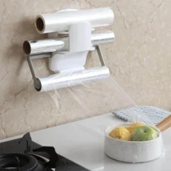 Space Savvy Küche & Esszimmer-Papierrollenschneiderhalter - Wandmontierter Folienspender