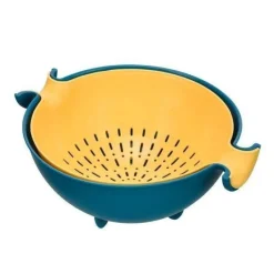 The Decor Haven Küche & Esszimmer-Pastellfarbene Doppel-Abtropfkorbschüssel – Küchensieb und Servierschale