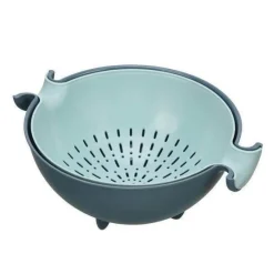 The Decor Haven Küche & Esszimmer-Pastellfarbene Doppel-Abtropfkorbschüssel – Küchensieb und Servierschale