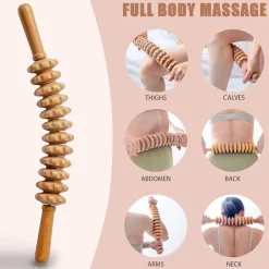 Tranquil Touch Massageprodukte|Gesundheits-Gadgets-1pc Handheld Holz Massager mit 12 Rollen Trigger Punkt Therapie