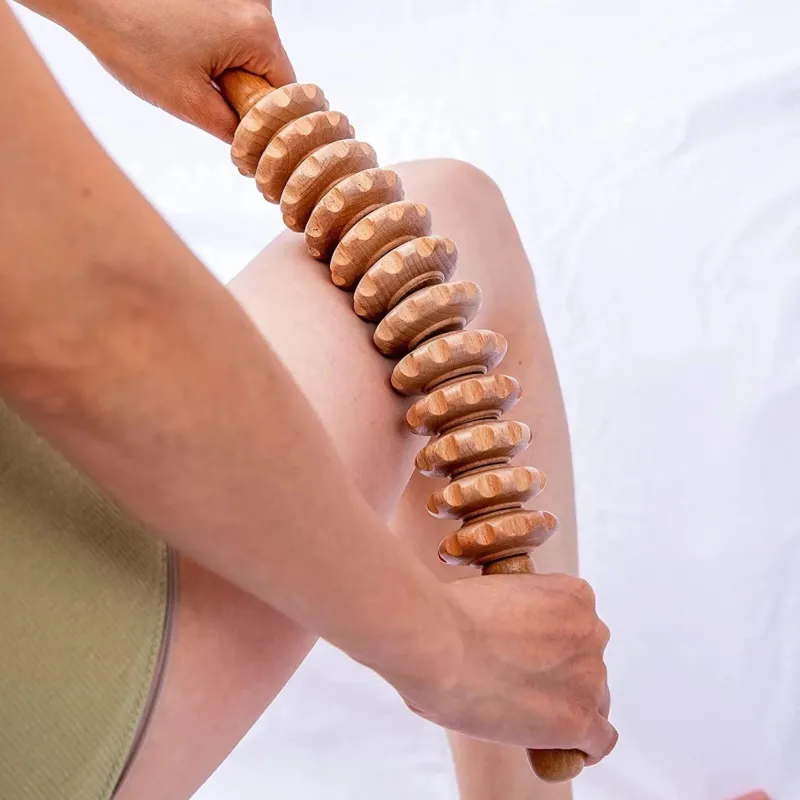 Tranquil Touch Massageprodukte|Gesundheits-Gadgets-1pc Handheld Holz Massager mit 12 Rollen Trigger Punkt Therapie