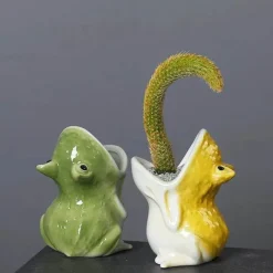 Cozy Nest Decor Wohndeko-Pflanzgefäße aus Keramik in Froschform – Niedliche Gartendekoration für den Außenbereich