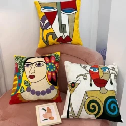 The Cushion Corner Bettzeug|Wohndeko-Picasso Abstrakter Kissenbezug - Besticktes Sofa-Auto-Dekor
