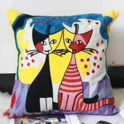The Cushion Corner Bettzeug|Wohndeko-Picasso bestickte Kissenbezüge – Künstlerische Sofadekoration