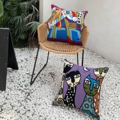 The Cushion Corner Bettzeug|Wohndeko-Picasso bestickte Kissenbezüge – Künstlerische Sofadekoration