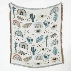 Warm Embrace Bettzeug-Picknickmatten-Sofabezug mit Geo-Quaste – Outdoor-Matte und Sofaschutz